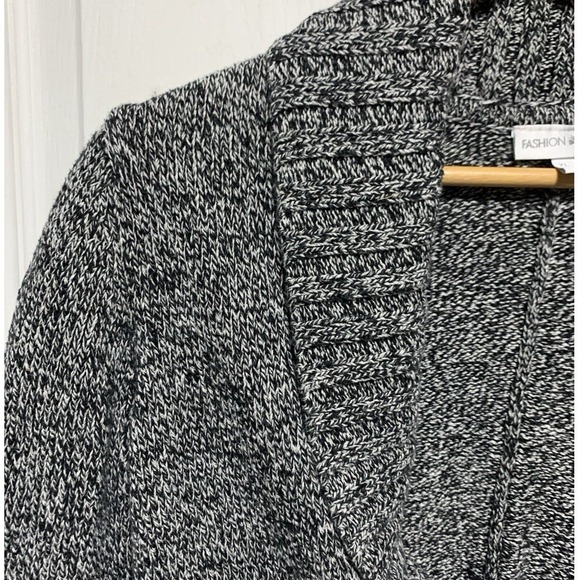 Boho preppy Women's Knit Cardigan Sweater Black White Speckled Shawl Collar XL - Picture 5 of 7